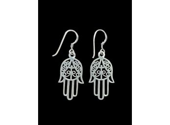 Sterling Silver Hamsa Hand Earrings