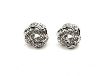 Vintage Sterling Silver Marcasite Twisted Knot Earrings