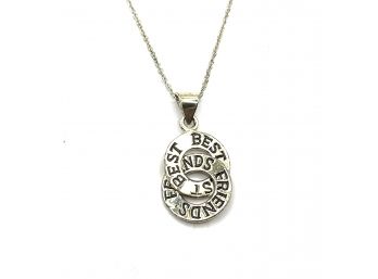 Vintage Sterling Silver Chain With Best Friends Pendant Necklace