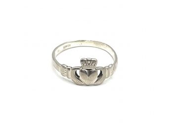 Vintage Irish Designer Solvar Sterling Silver Claddagh Ring, 7