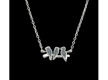 Vintage Sterling Silver Three Birds Necklace