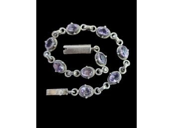 Vintage Sterling Silver Purple Color Stone Bracelet