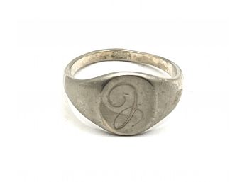 Vintage Sterling Silver Monogramed Initial Ring, Size 3