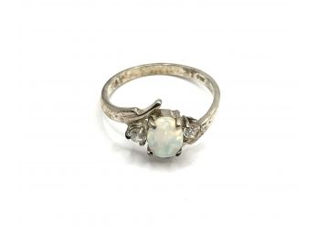 Sterling Silver Opal Color Stone Ring, Size 8.75