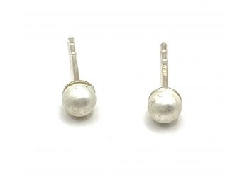 Vintage Sterling Silver Pearl Color Stud Earrings