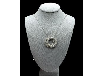 Vintage Italian Sterling Silver Chain With Three Open Circle Pendants