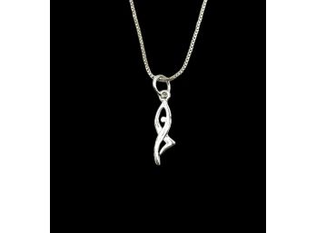 Vintage Italian Sterling Silver Chain With Abstract Pendant