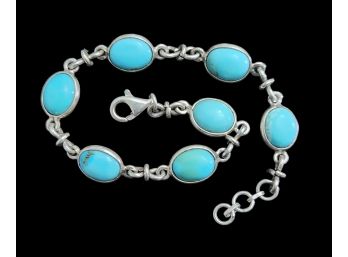 Vintage Sterling Silver Turquoise Color Bracelet