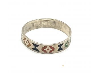 Vintage Sterling Silver Native American Style Inlay Ring, Size 8