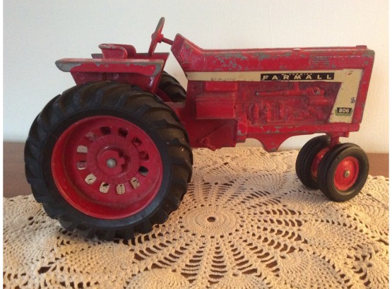 Vintage Red Metal Tractor