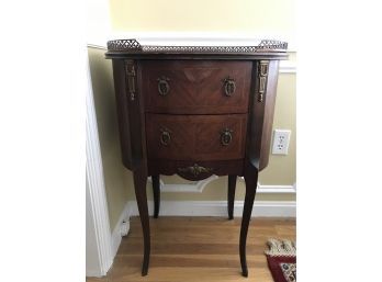 Beautiful Inlaid Antique French End Table With Floral Design