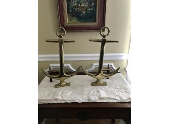 Pair Of Heavy Anchor Andirons