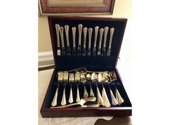 Boxed Set Of Gold Electro Plated Silverware