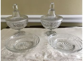 Pair Of 1930’s Glass “ Candy Bowls”  2 Dishes
