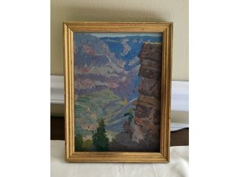 Vintage Oil On Board Grand Canyon Painting