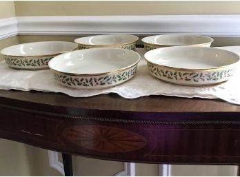 5 Lennox Holiday Pattern Soup Dishes