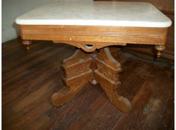 Antique Victorian Marble Top Table C.1880 / Shortened Walnut Base