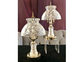 PAIR Of Waterford Crystal Nightstand Lamps (VALUED $250+)