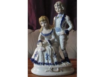 Blue & White Courting Couple Figurine