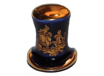LIMOGES France Porcelain Cobalt Blue 24k Gold - Top Hat