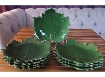 Made In Italy Green Leaf Plates By NOVE (VALUED $225+)
