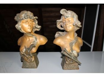 Vintage Signed Cleopatre And Salambo Statue's - Stand 11.5' Tall