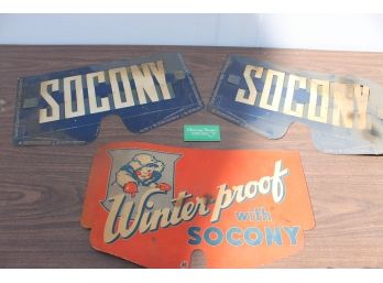 3 Super Rare Socony Early Mobil Gas Radiator Protector Covers