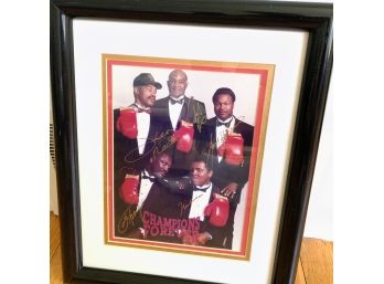 Framed Champions Forever Photo SIGNED By Muhammed Ali, Frazier, Foreman, Holmes, Norton With COA