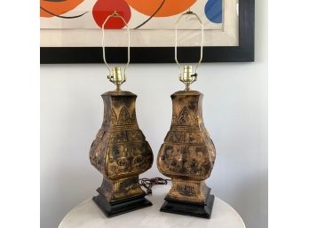 Vintage Lamps With Aged Gilt Finish
