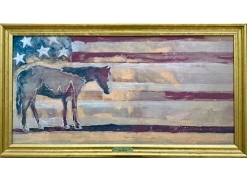 Michael Swearngin (American) 'Horse Red, White & Blue' Painting On Canvas, Signed