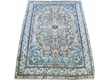 Stunning Hand Woven Area Rug In Blues - 5x8