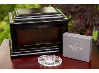 Waterford Crystal Jewelry Tray & Mahogany Box