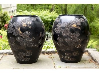 Pair Of Large Asian Urns