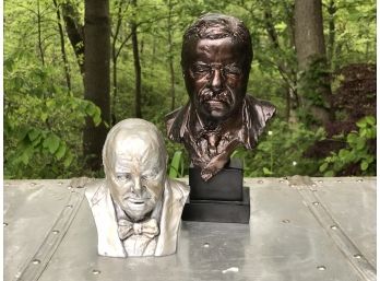 Teddy Roosevelt And Winston Churchill Busts