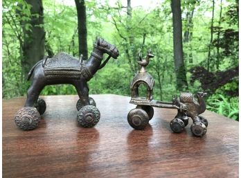 Brass Camel & Horse With Cart