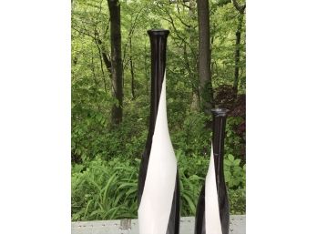 Two Black And White Vases