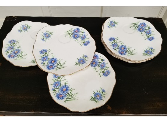 Set/6 Vintage Royal Vale Blue Flowers Salad Plate