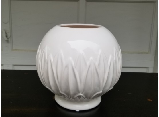 Large Moulded Ceramic White Rose Bowl