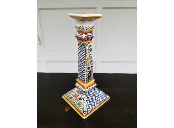 Charming Tall Handpainted Ceramic Candleholder