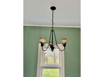 A 3 Light Victorian Style Iron And Glass Chandelier