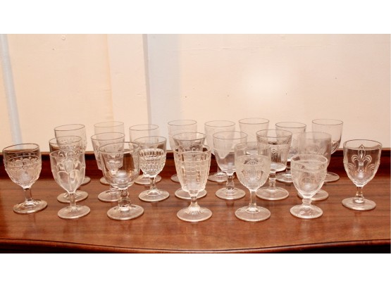 Collectible American / Canadian Pressed Glass Goblets (Total Of 22)