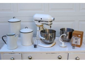 KitchenAid Mixer, Enamel Canisters And More