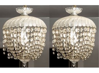 Pair Of Baccarat Crystal Ceiling Light Fixtures