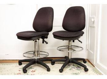 Two Swivel Desk Chairs With Adjustable Height