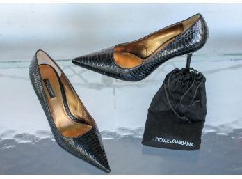 Authentic Dolce & Gabbana Snake Skin Pointed Toe Pumps - Size 37 (US/7)