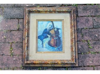 S. Venson 'Cellist' Oil On Board Painting