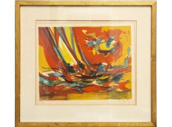 Signed N. Nahey Colorful Sailboat Watercolor Picture