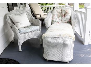 Wicker Resin Chaise Lounge Chair And Wicker Chair
