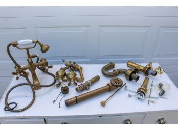 Vintage Solid Brass Faucet With Original Porcelain Detail, Plumbing Supplies And More