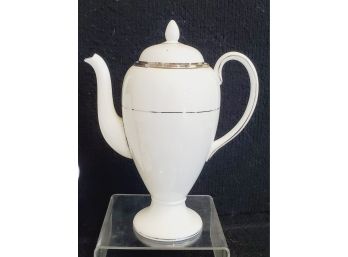 Vintage Wedgwood White Porcelain & Sterling Leaf Accents Lidded Coffee Pot